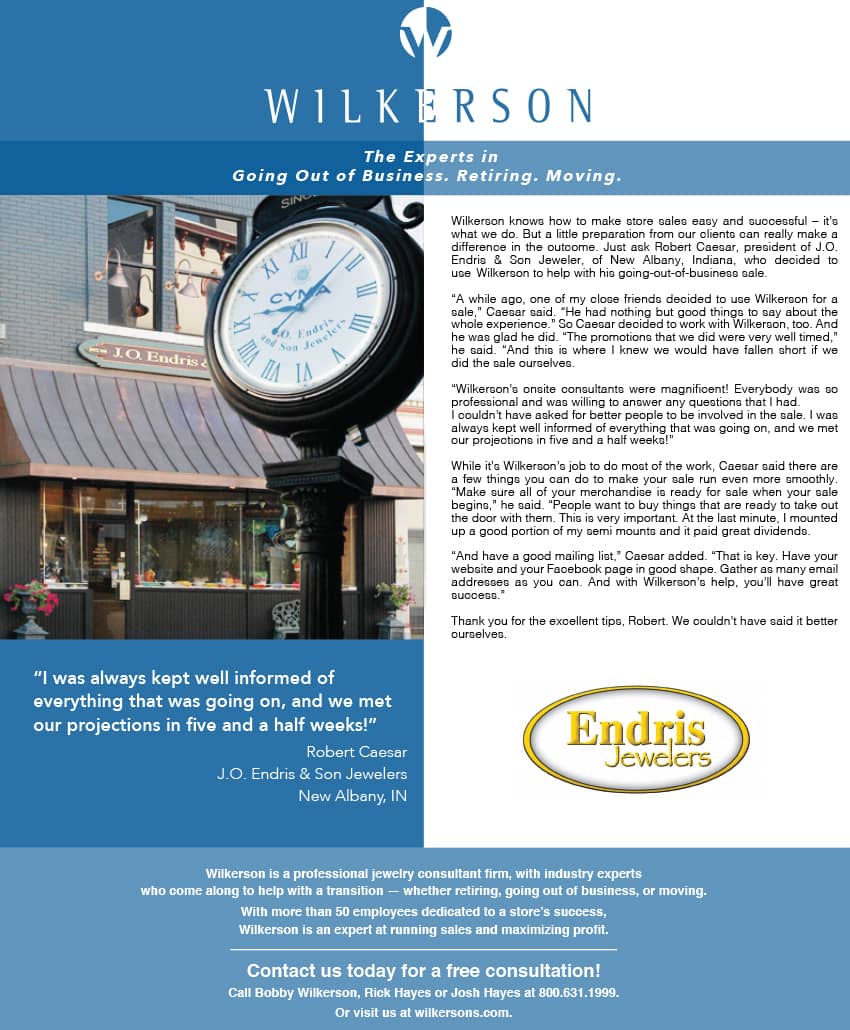 Photo from jewelry sale at J.O. Endris & Son Jeweler