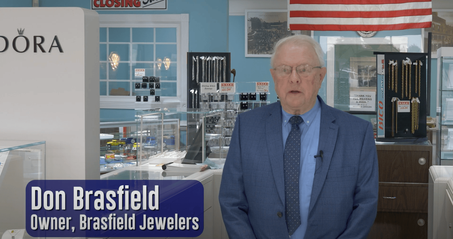 Still image from the video about the jewelry sale at Brasfield