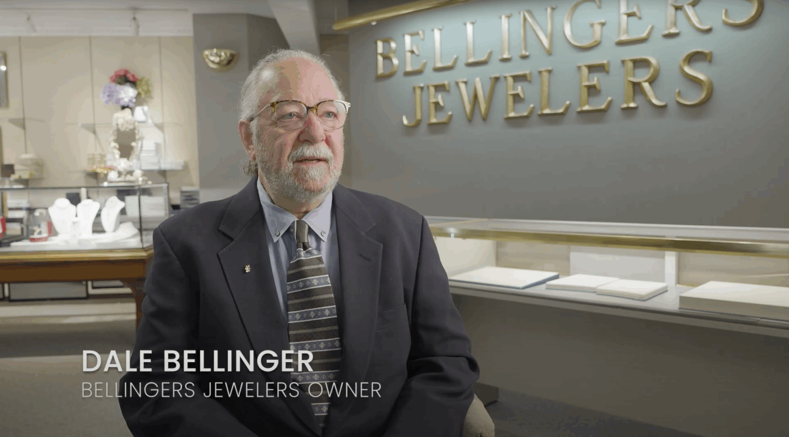 Still image from the video about the jewelry sale at Bellinger’s Jewelers