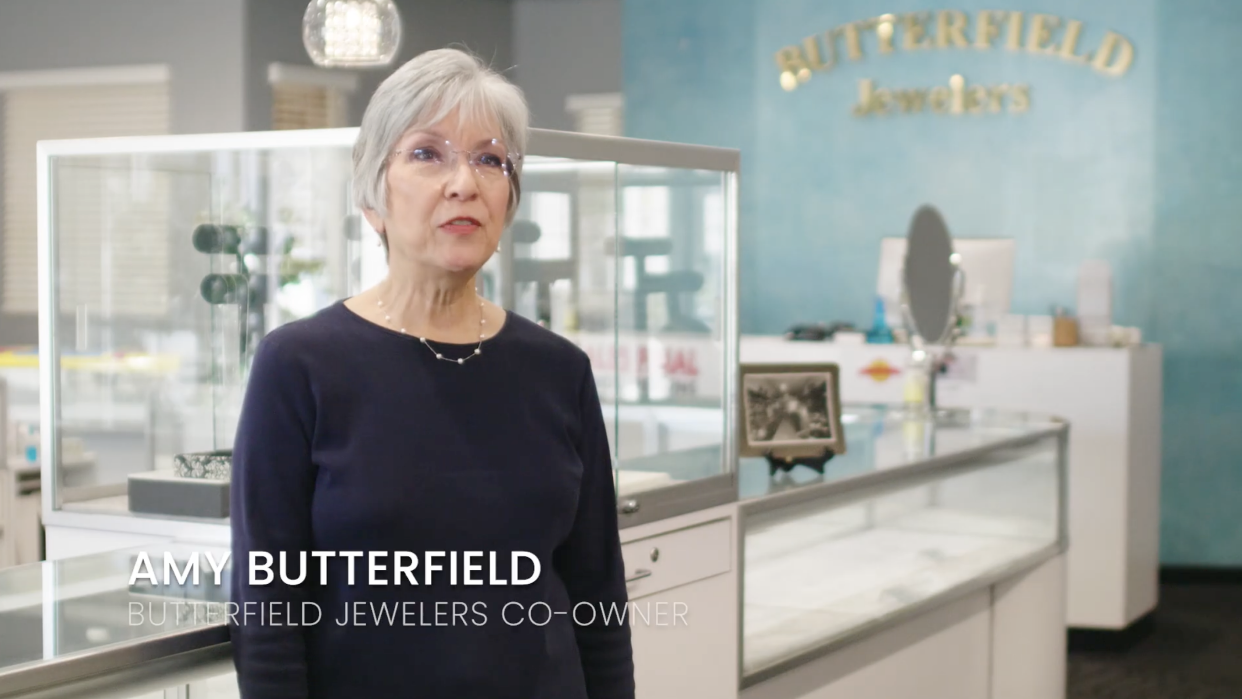 Still image from the video about the jewelry sale at Butterfield Jewelers